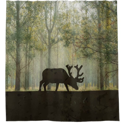 Elche in der Waldillustration Duschvorhang (Vorderseite)