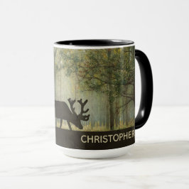Elche in der Waldillustration personalisiert Tasse