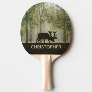 Elche in der Waldillustration personalisiert Tischtennis Schläger