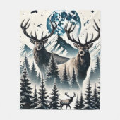 Elche in einem Mystischen Wald unter einem Mondlic Fleecedecke (Vorderseite)