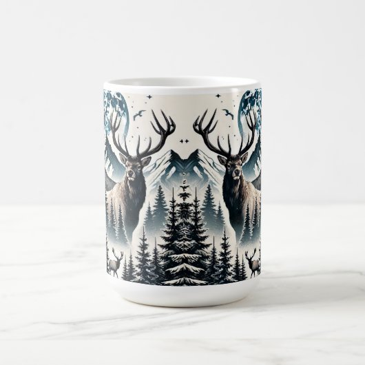 Elche in einem Mystischen Wald unter einem Mondlic Kaffeetasse (Mittel)