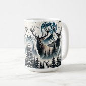 Elche in einem Mystischen Wald unter einem Mondlic Kaffeetasse (VorderseiteRechts)