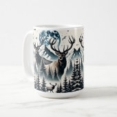 Elche in einem Mystischen Wald unter einem Mondlic Kaffeetasse (Vorderseite Links)
