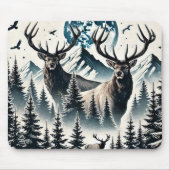 Elche in einem Mystischen Wald unter einem Mondlic Mousepad (Vorne)