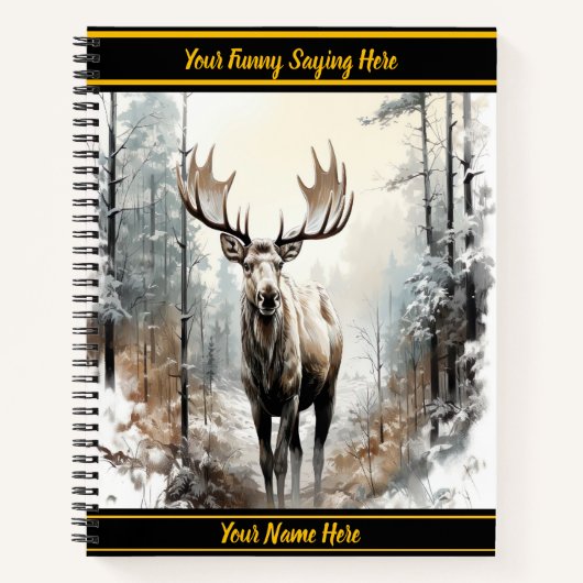 Elche in einem schneebedeckten Dämmerwald Notizblock (Vorderseite)