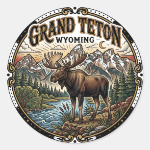 Elche in Grand Teton National Park Wyoming Runder Aufkleber