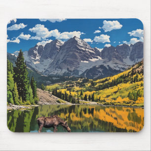 Elche in Maroon Bells Mousepad