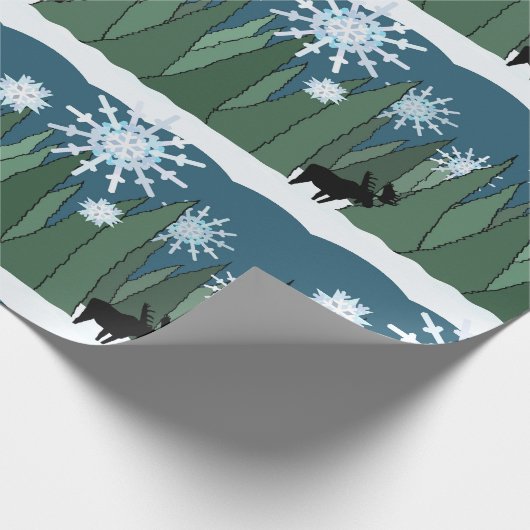 Elche in Schneeflockenwaldwrapping Paper Geschenkpapier (Ecke)
