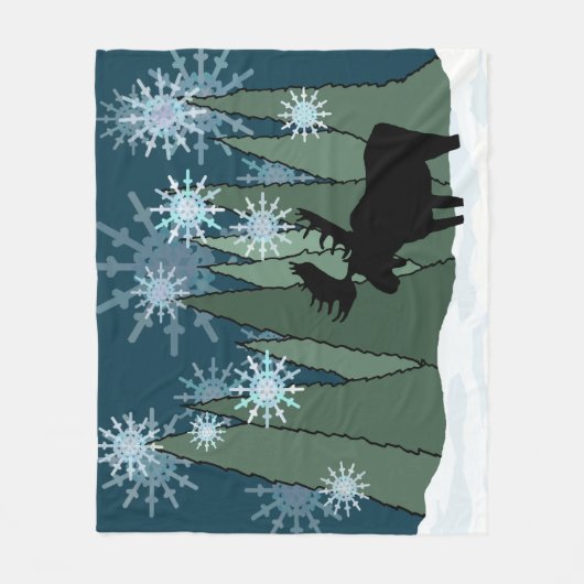 Elche in Stille schneesichere Nacht Fleecedecke (Vorderseite)