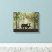 Elche in Walddarstellung Leinwanddruck (Insitu (Holzboden))