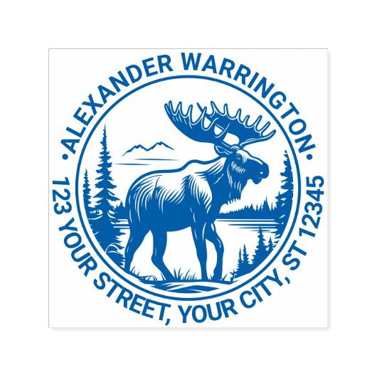 Elche in Waldlandschaft Name Ret Adresse #2 Permastempel (Design)