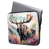 Elche in Wildblumen Aquarell Laptopschutzhülle (Vorderseite Links)