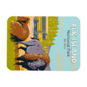 Elche Island National Park Canada Bison Vintag Magnet (Horizontal)