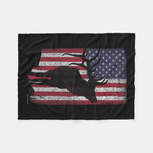 Elche Jagd Bugling Bull US Flag - amerikanischer R Fleecedecke (Vorderseite (Horizontal))