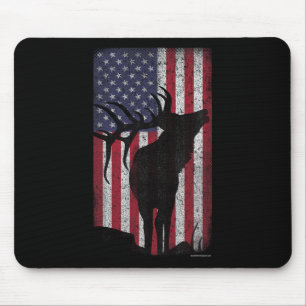Elche Jagd Bugling Bull US Flag - amerikanischer R Mousepad