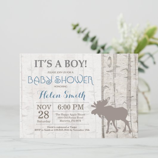 Elche Junge Dusche Einladung rustikale Wälder (Stehend Vorderseite)