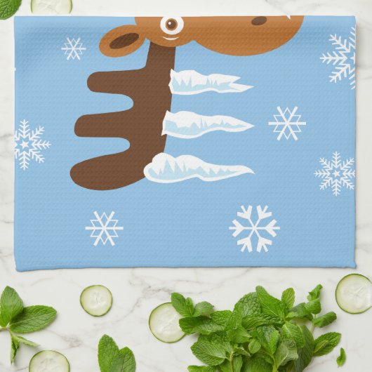 Elche Kopf_Eiskel Antler Geschirrtuch (Gefaltet)