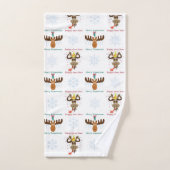 Elche Kopf_Merry Kiss Moose_Happy Gnu Jahr! Badhandtuch Set (Handtuch)