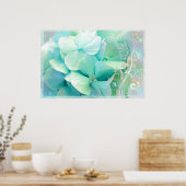Elche, Minze, Aqua Hydrangea Poster (Küche)