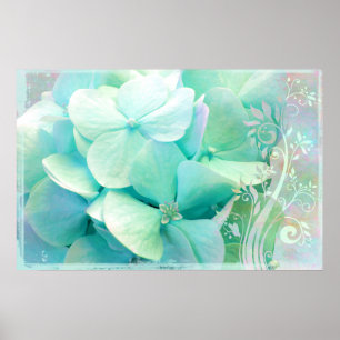 Elche, Minze, Aqua Hydrangea Poster