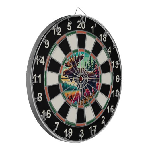 Elche mit Antlern in Ziel Dartscheibe (Vorderseite Links)