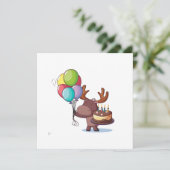 Elche mit Ballon und Kuchen Einladung (Stehend Vorderseite)