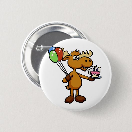 Elche mit Ballon und Kuchen | Farbe wählen Button (Vorne & Hinten)