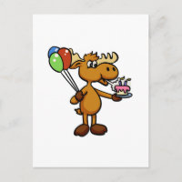 Elche mit Ballon und Kuchen | Farbe wählen