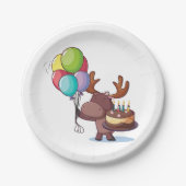 Elche mit Ballon und Kuchen Pappteller (Vorderseite)