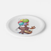 Elche mit Ballon und Kuchen Pappteller (Schrägansicht)