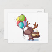 Elche mit Ballon und Kuchen Postkarte (Vorne/Hinten)
