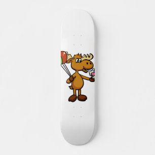 Elche mit Ballon und Kuchen  Rückenfarbe Skateboard