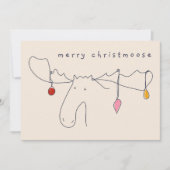 Elche mit Weihnachtsbeleuchtung Linie Zeichnend Einladung (Vorderseite)