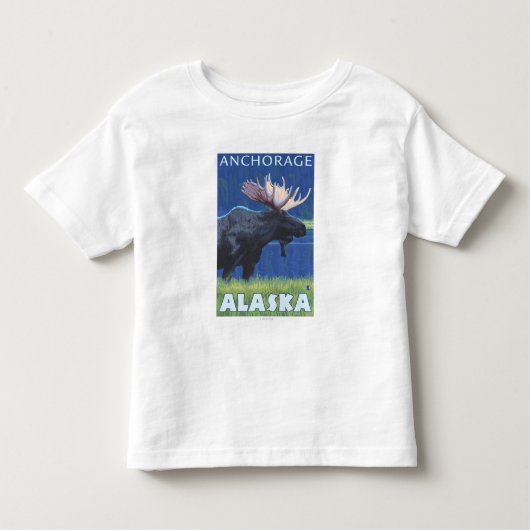 Elche nachts - Anchorage, Alaska Kleinkind T-shirt (Vorderseite)