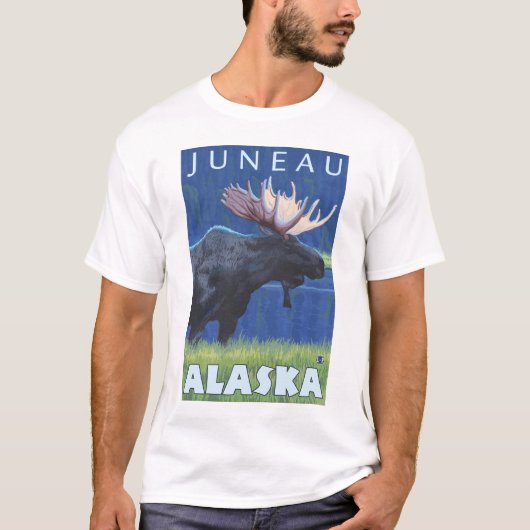 Elche nachts - Juneau, Alaska T-Shirt (Vorderseite)