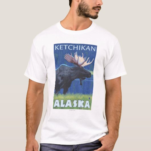 Elche nachts - Ketchikan, Alaska T-Shirt (Vorderseite)