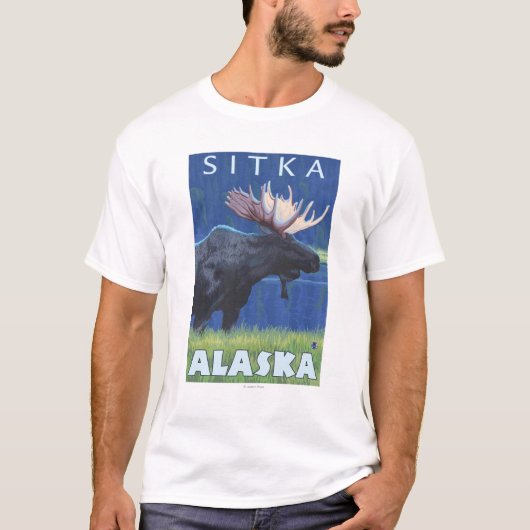 Elche nachts - Sitka, Alaska T-Shirt (Vorderseite)
