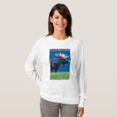 Elche nachts - Yellowstone Nationalpark T-Shirt (Vorne ganz)