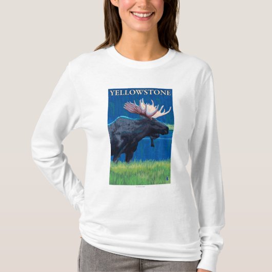 Elche nachts - Yellowstone Nationalpark T-Shirt (Vorderseite)
