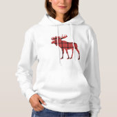 Elche Rot und Kariertes Tartan Wintermuster Hoodie (Vorderseite)