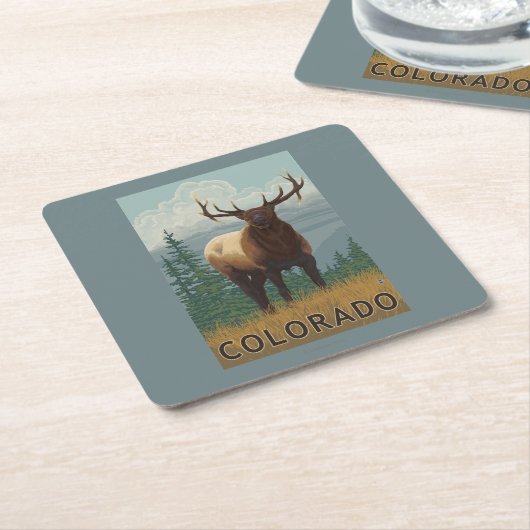 Elche SceneColorado Rechteckiger Pappuntersetzer (angewinkelt)