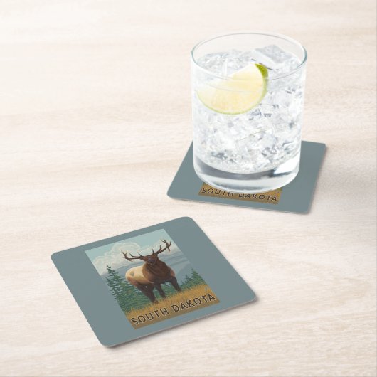 Elche SceneSouth Dakota Rechteckiger Pappuntersetzer (Vor Ort)