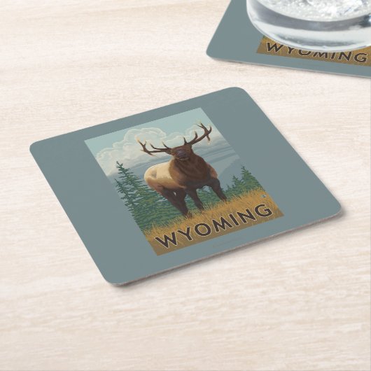 Elche SceneWyoming Rechteckiger Pappuntersetzer (angewinkelt)