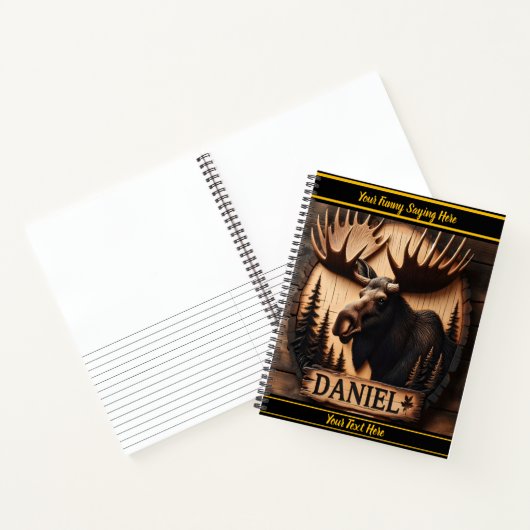Elche Schnitzerei inmitten von Waldschatten Notizblock (Innenseite)