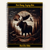 Elche Schnitzereien auf dunklem Holz in einem Wald Notizblock (Vorderseite)