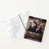 Elche Schnitzereien auf Holz bei Sonnenuntergang Notizblock (Innenseite)