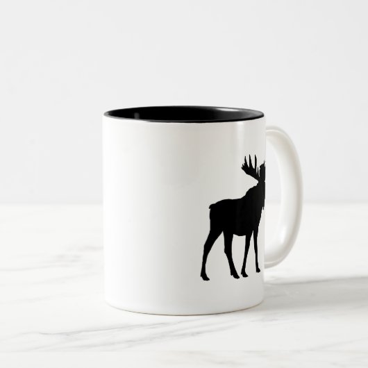 Elche Schwarze Silhouette Berg Lebend Zweifarbige Tasse (VorderseiteRechts)