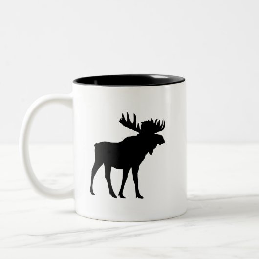 Elche Schwarze Silhouette Berg Lebend Zweifarbige Tasse (Links)