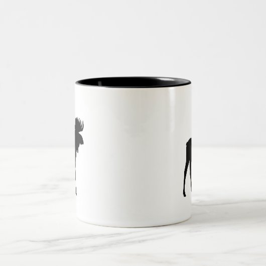 Elche Schwarze Silhouette Berg Lebend Zweifarbige Tasse (Mittel)