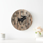 Elche schwarze Silhouette Shiplap Rustikale Dekora Große Wanduhr (Zuhause)